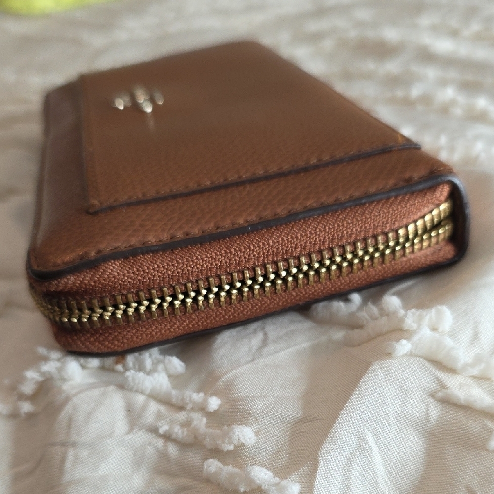 Coach Saddle Brown Leather Accordion Zip Wallet Purse Quiet Luxury Coachcore - Picture 7 of 11